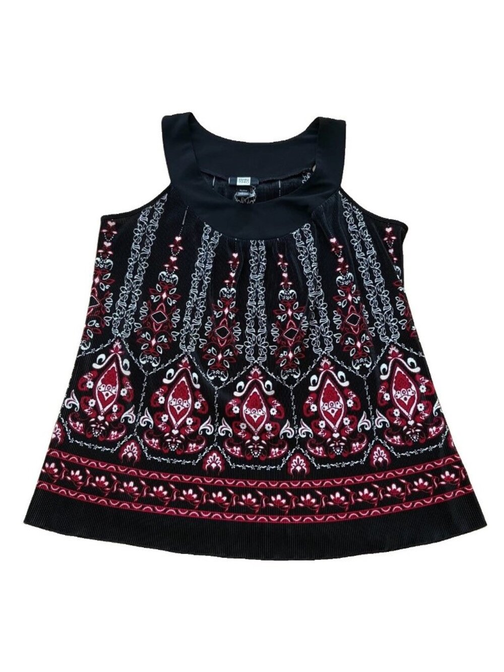 Studio 1940 Women 18/20W Black Red White Paisley Sleeveless Blouse Y2K
